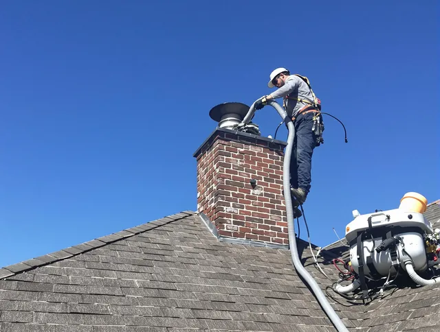 Dedicated San Clemente Chimney Sweep team member cleaning a chimney in San Clemente, CA