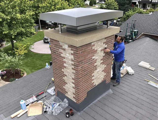 San Clemente Chimney Sweep team working on a custom chimney remodel in San Clemente, CA